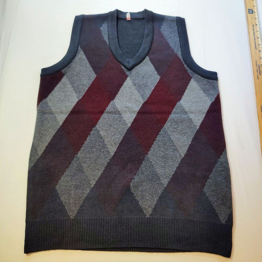 Argyle Sweater Vest Navy Grey Sz M? Preppy Golf Classic Dark Academia Nerd Geek